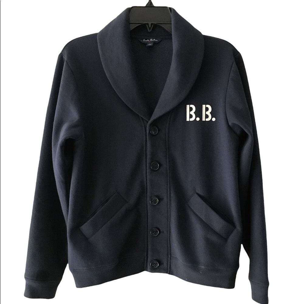 Brooks Brothers navy blue boys prep cardigan